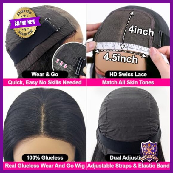 22 Inch Glueless HD Lace Front Wig Brazilian Human Hair 180% Density main image 5